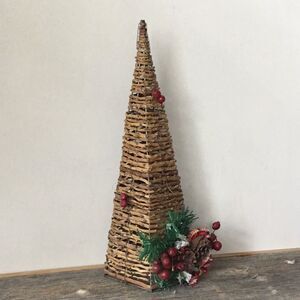 Christmas tree with twine berries rustic natural boho Xmas winter